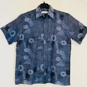 ROSS GRAISON Mens Size Medium Button-Up Blue Short Sleeve Casual Shirt